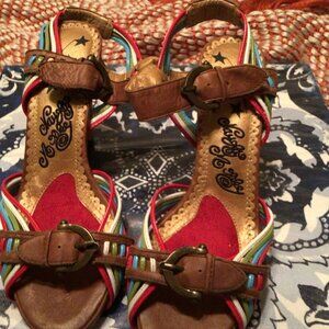 Naughty Monkey Colored Strap heel  size 6.5
